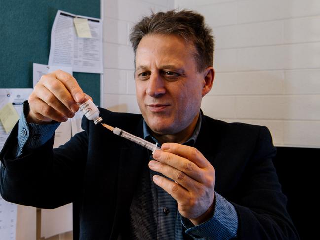 Flinders University’s professor Nikolai Petrovsky, who is also the founder of biotech firm Vaxine launched early human safety trials of a vaccine in July. Picture: Morgan Sette