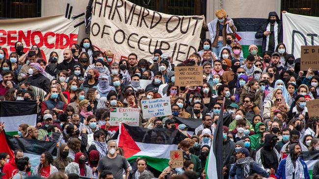 Protests over the Israel-Hamas war have roiled campuses nationwide, including at Harvard. Picture: AFP