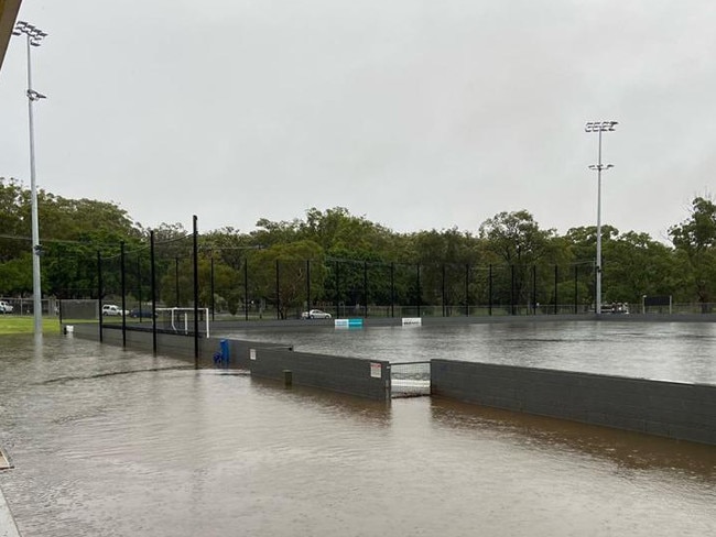 The Gold Coast hockey centre after a heavy downfall of rain.