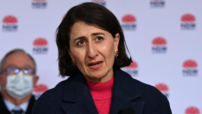 Gladys Berejiklian at Sunday’s Covid update. Picture: NCA NewsWire/Bianca De Marchi