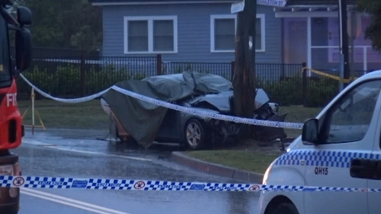 Woman killed after car ploughs into pole in Sydney's west