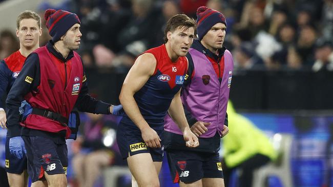 Jack Viney was cleary injured. (Photo by Daniel Pockett/Getty Images)