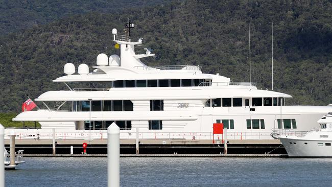 The superyacht Lady E at Cairns Marlin Marina. Picture: Stewart McLean