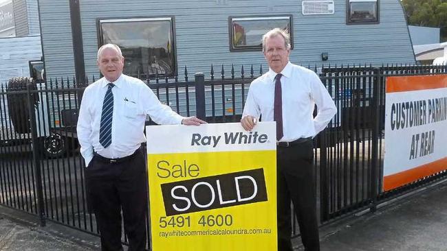 Right: Alan Gray and Len Greedy of Ray White Commercial Caloundra at the 25 Caloundra Rd site.