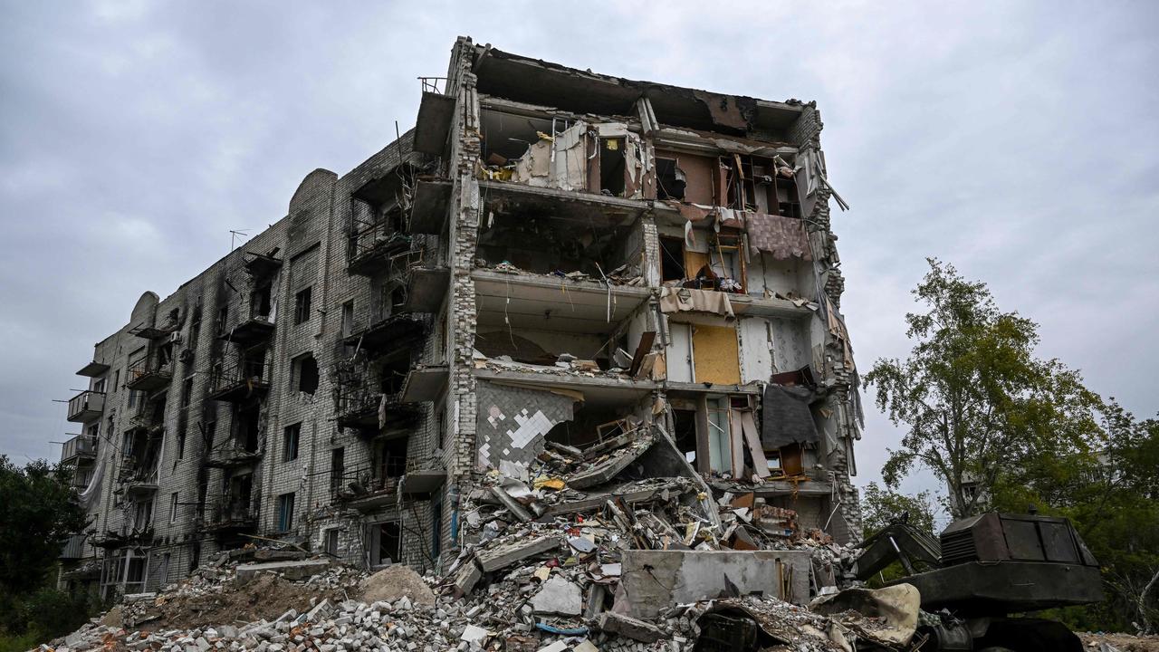 A destroyed building in eastern Ukraine, where Ukrainian forces are pushing back on Russian troops. Picture: Juan Barreto / AFP.