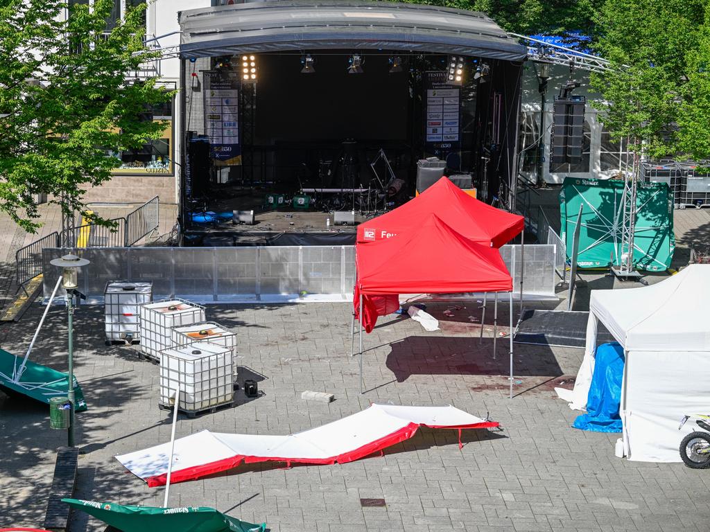 The site of yesterday's deadly stabbings that left three dead and eight injured on August 24, 2024 in Solingen, Germany. Picture: Sascha Schuermann/Getty Images.