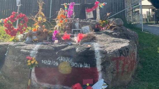 A memorial outside the home in Macquarie Fields where he was killed. Pictures: Lauren Ferri