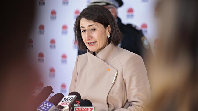 NSW Premier Gladys Berejiklian speaking at the daily press conference at St Leonards. Picture: NCA NewsWire / Adam Yip