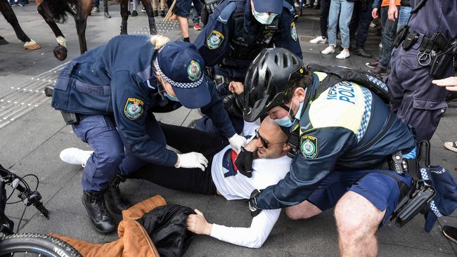 Protesters have been lashed. Picture: NCA NewsWire/Flavio Brancaleone