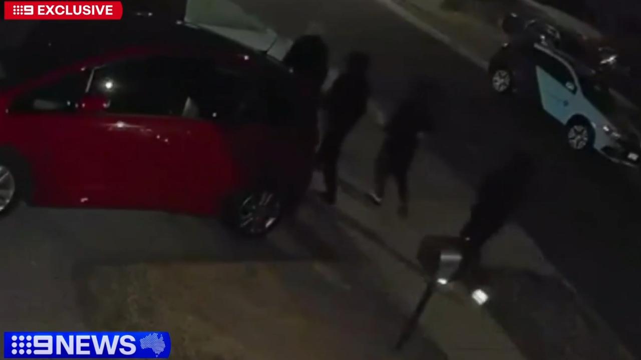 A similar group of four men returned on Saturday night and took the car. Picture: 9News