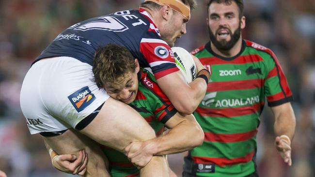 There isn’t much that gets past the Souths youngster. Photo: AAP Image/Craig Golding