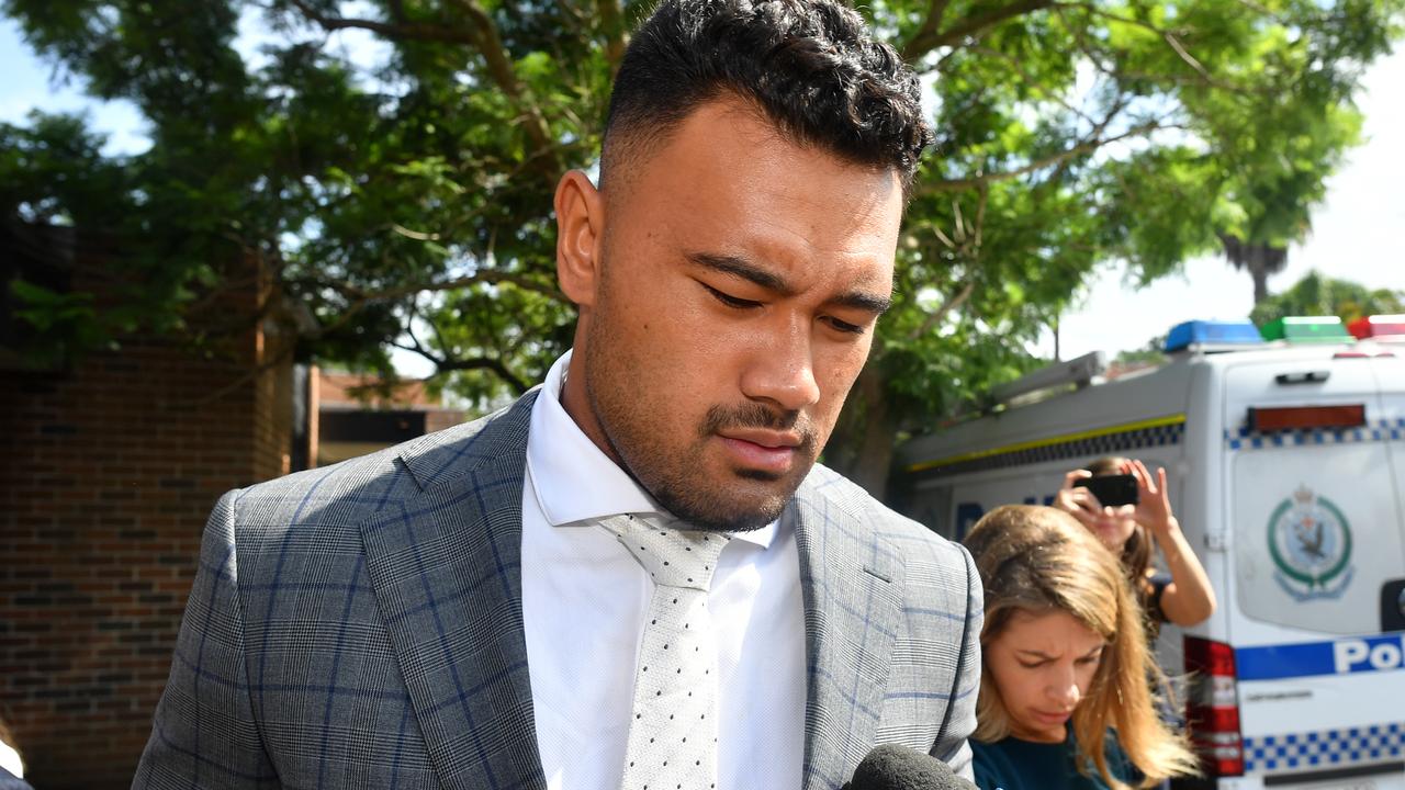 NRL player Zane Musgrove leaves Waverley Court in Sydney.