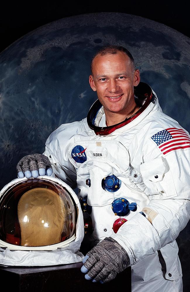 US astronaut Buzz Aldrin before the 1969 moon landing. Picture: AFP