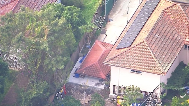 A man has died following a structure collapse in Inala on Saturday morning. Picture: 7NEWS