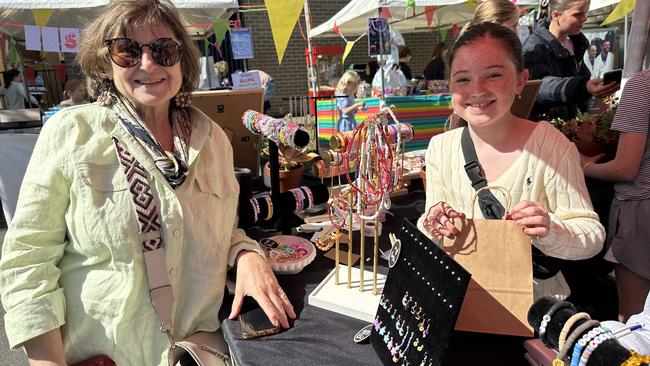 Lisa Mayoh's Aunty Jo and daughter Elena, 11, at the local markets.