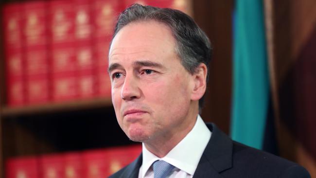 Federal Health Minister, Greg Hunt, holds a press conference in Melbourne. Picture: NCA NewsWire / David Crosling