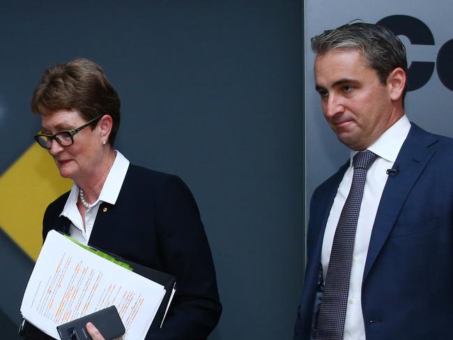 29/01/2018. The Commonwealth Bank announces Matt Comyn as new chief executive, replacing Ian Narev. Chair of CBA Catherine Livingston makes the announcement at CBA headquarters at Darling Park in Sydney. Britta Campion / The Australian