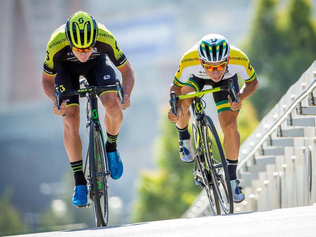 Caleb Ewan (R) is one of the world’s most promising sprinters. Picture: Mark Stewart