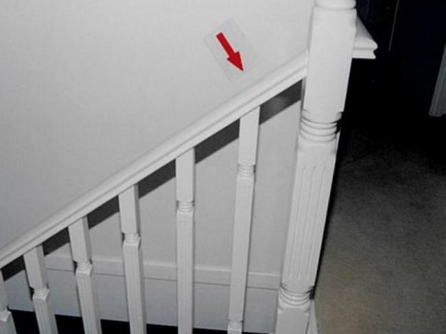 Blood smear on stairwell. Picture: Supreme Court of NSW