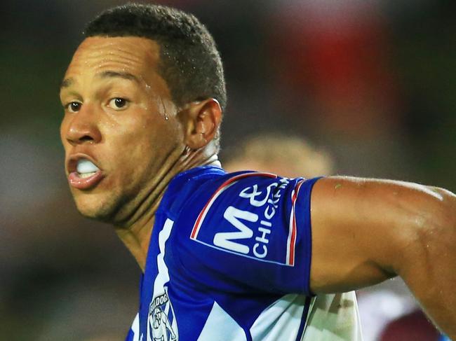 Moses Mbye of the Bulldogs during the Manly Sea Eagles v Canterbury Bulldogs NRL round 1 game at Brookvale Oval. pic Mark Evans