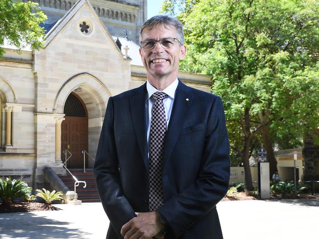 New vice-chancellor of the University of Adelaide Peter Hoj in front of Elder Hall at Adelaide University Tuesday February 3,2021.Picture Mark Brake