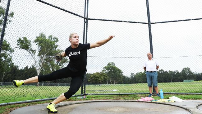 Dani Stevens with her coach Denis Knowles. Picture: John Feder