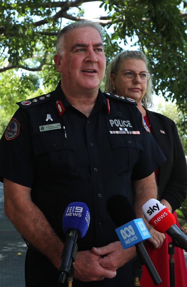 NT Police Commissioner Michael Murphy and Attorney General Marie-Clare Boothby on December 31, 2024. Picture: Zizi Averill.