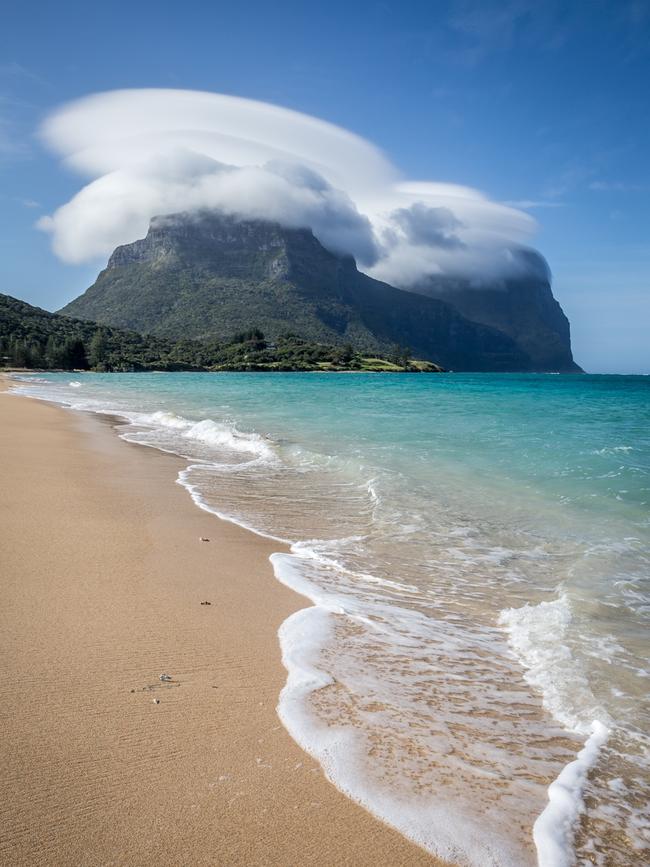 Clouds swirl around Mt Gower and Lidgbird. Picture: Luke Hanson