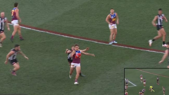 Zac Bailey was immediately tackled. Photo: Channel 7.