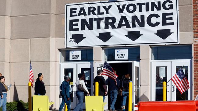 Voters wait in line to cast their ballot for early voting in Columbus, Ohio, on November 7, 2022. Picture: Paul Vernon/AFP