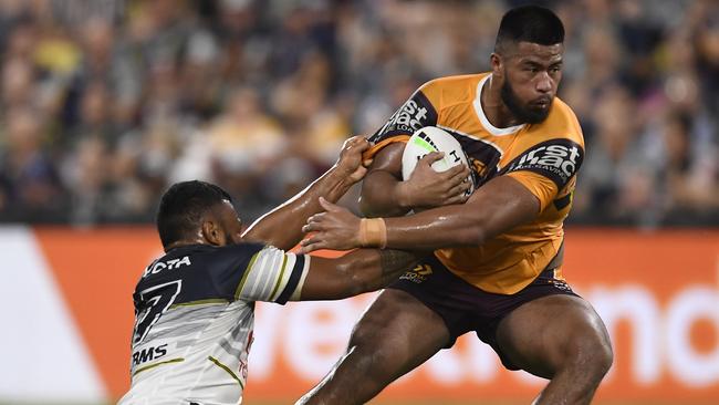 Brisbane’s most damaging forward Payne Haas in action against the Cowboys earlier this year. Picture: Ian Hitchcock/Getty Images