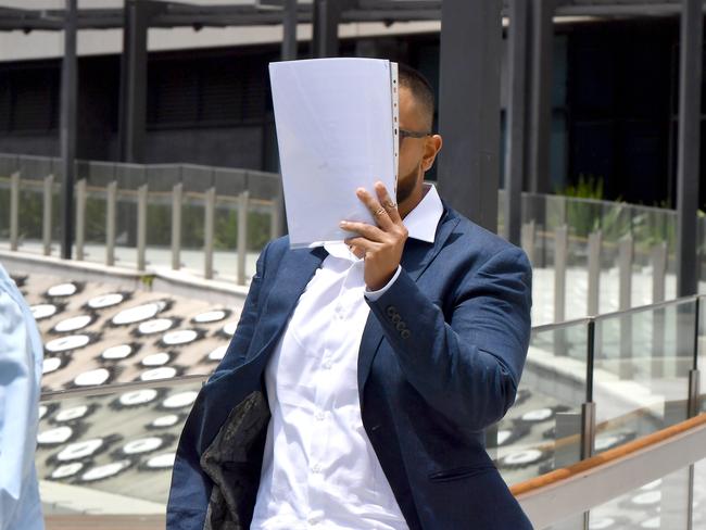 Taskeen Hassan doesn’t want his photo taken after posting nudes of ex-partner and another woman on the internet. Picture: NewsWire / John Gass