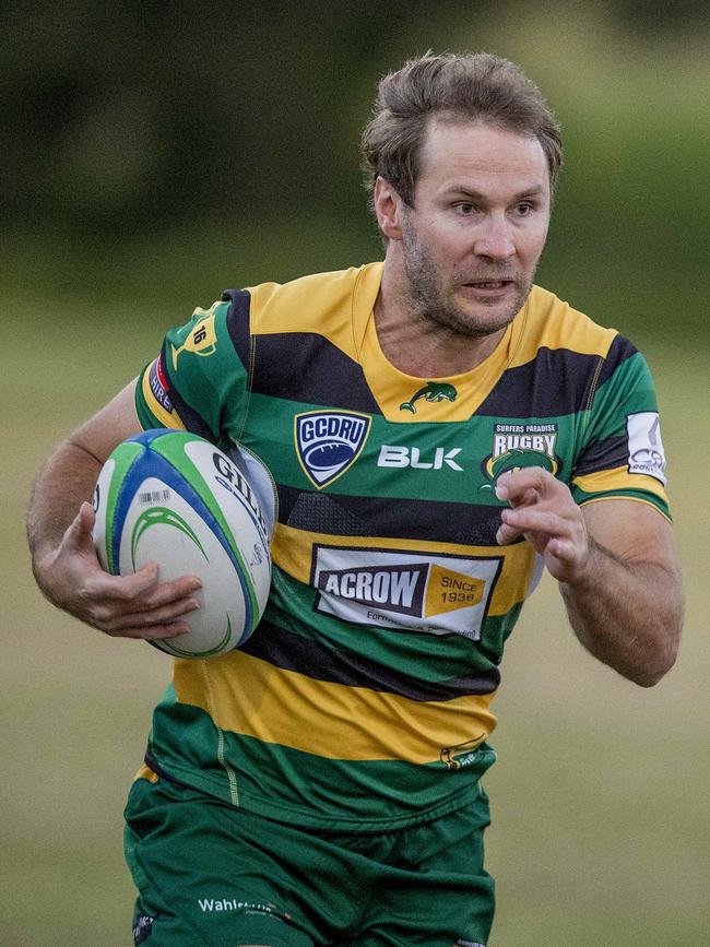 Round 12 of the Gold Coast District Rugby Union match between Coolangatta Tweed Barbarians and Surfers Paradise Dolphins at Nerang Bulls rugby club on Saturday. Surfers Paradise Dolphins player, Karl Giles. Picture: Jerad Williams