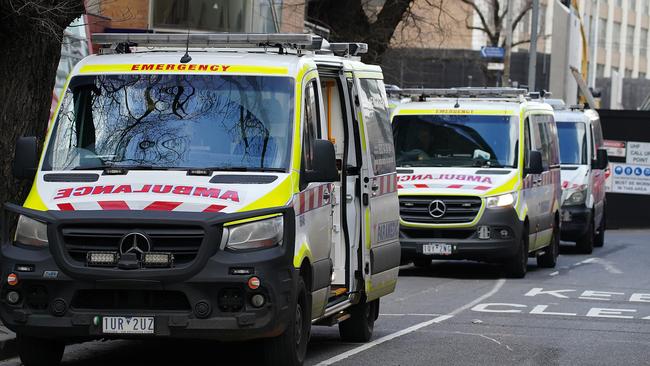 Ambulances were frequently stuck outside hospitals while waiting to transfer patients this past financial year. Picture: Luis Enrique Ascui