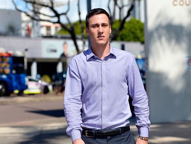 Angus Auton leaves the Darwin Magistrates Court after appearing for a fatal hit and run that occurred along Bagot Road on New Years Eve. Picture: SUPPLIED