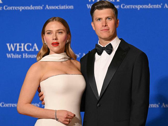 Scarlett Johansson and US comedian Colin Jost. Picture: Drew Angerer/AFP