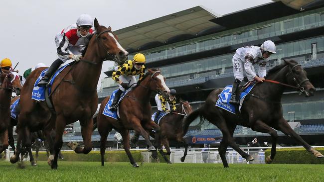 Brock Ryan scored one of the biggest career on Jamaea (right) in the Group 2 Furious Stakes. Picture: Getty Images