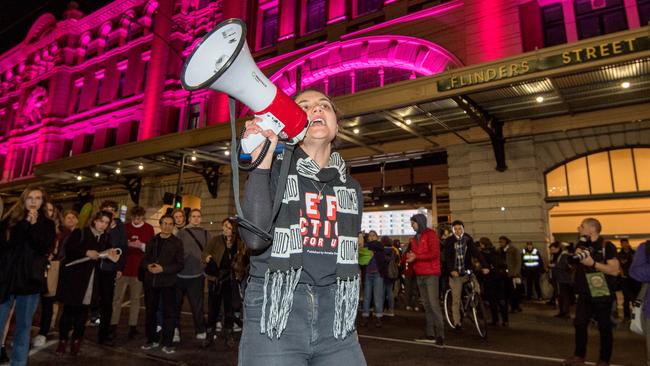 Extinction Rebellion protesters in Melbourne. Picture: Jake Nowakowski