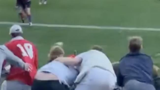 Grand stand falls following calls for upgrades. Picture: Nine news.