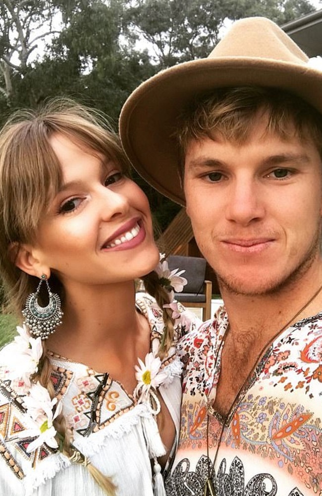 Cricketer Adam Zampa with his fiancee Harriet Palmer. Picture: Supplied.