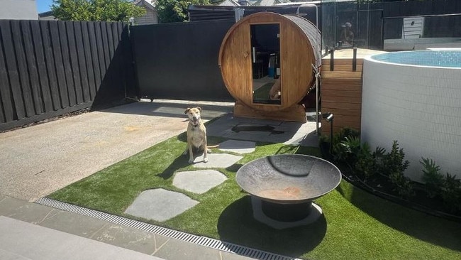 Cripps’ backyard bliss with the addition of a barrel sauna.