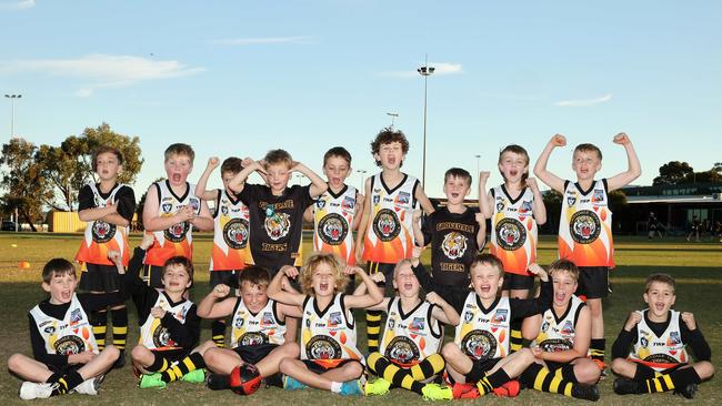 Grovedale Deans under-9 football team pull their funniest faces. Picture: Alison Wynd