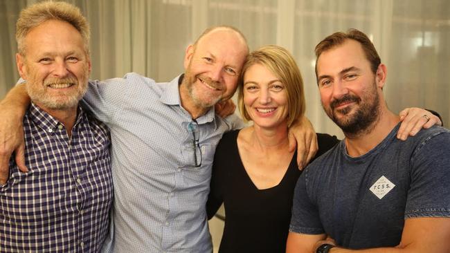 The 60 Minutes crew David Ballment (from left), Stephen Rice, Tara Brown and Ben Williamson after arriving back from Lebanon.