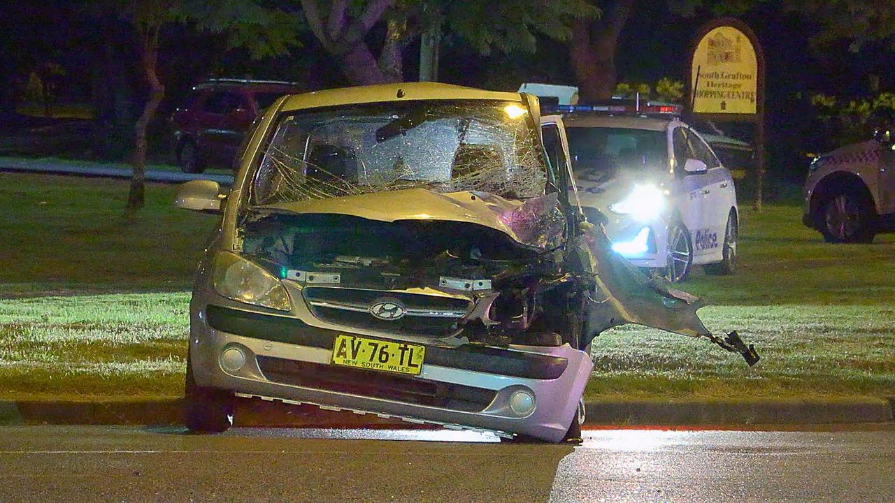 A man was flown to Gold Coast University Hospital following a high speed two car crash following a police pursuit in Bent Street, South Grafton on Saturday, February 19. Picture: Frank Redward