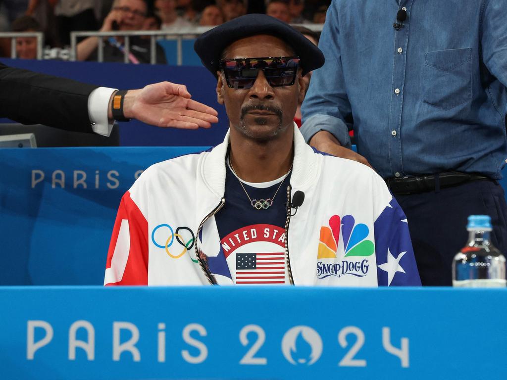 Snoop Dogg, US rapper and record producer, attends the judo of the Paris 2024 Olympic Games at the Champ-de-Mars Arena, in Paris. Picture: AFP