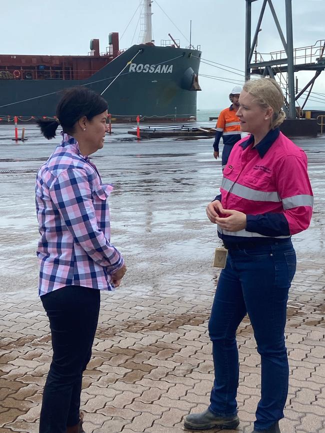 Chief Minister Natasha Fyles and DCM and Mining Minister Nicole Manison at last week’s Core Lithium media event.