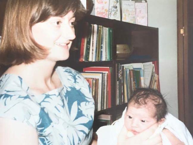 Jamila Rizvi in 1986 with her mum Helen Rizvi. Picture: Supplied