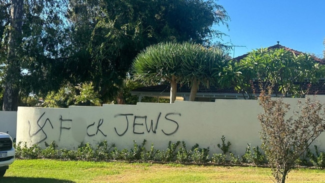 A swastika and the phrase “F*ck Jews” was spray painted on the front wall of a residence in Viking Road, Dalkeith overnight on Sunday.