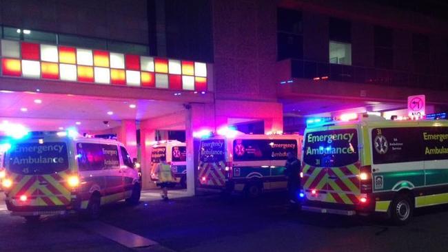 Ambulances ramping at the Royal Adelaide Hospital are indicative of pressure on the public health system. Picture: Ambulance Employees Association