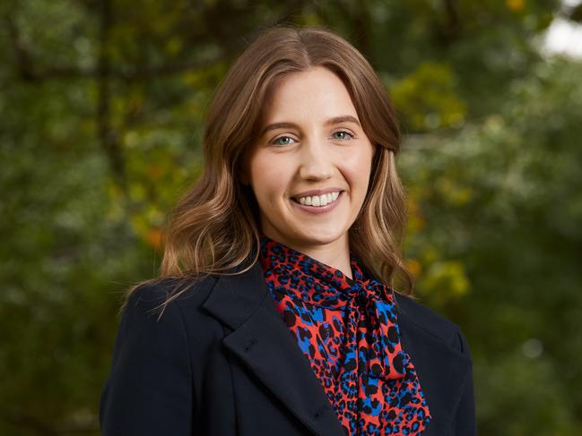 Lawyer, Jocelyn Sutcliffe poses for a picture at Light Square in Adelaide, before her start as Federal Young Liberal Vice President, Thursday, Jan. 17, 2019. Picture: MATT LOXTON